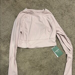 HALARA Women's Light Pink Long Sleeve Crop Top
